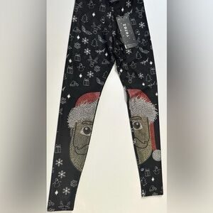 Terez Emoji Santa Leggings Holiday Party Christmas Girls Limited Edition New